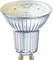 LED reflector bulb with GU10 base, transparent casing, suitable for energy-efficient lighting.