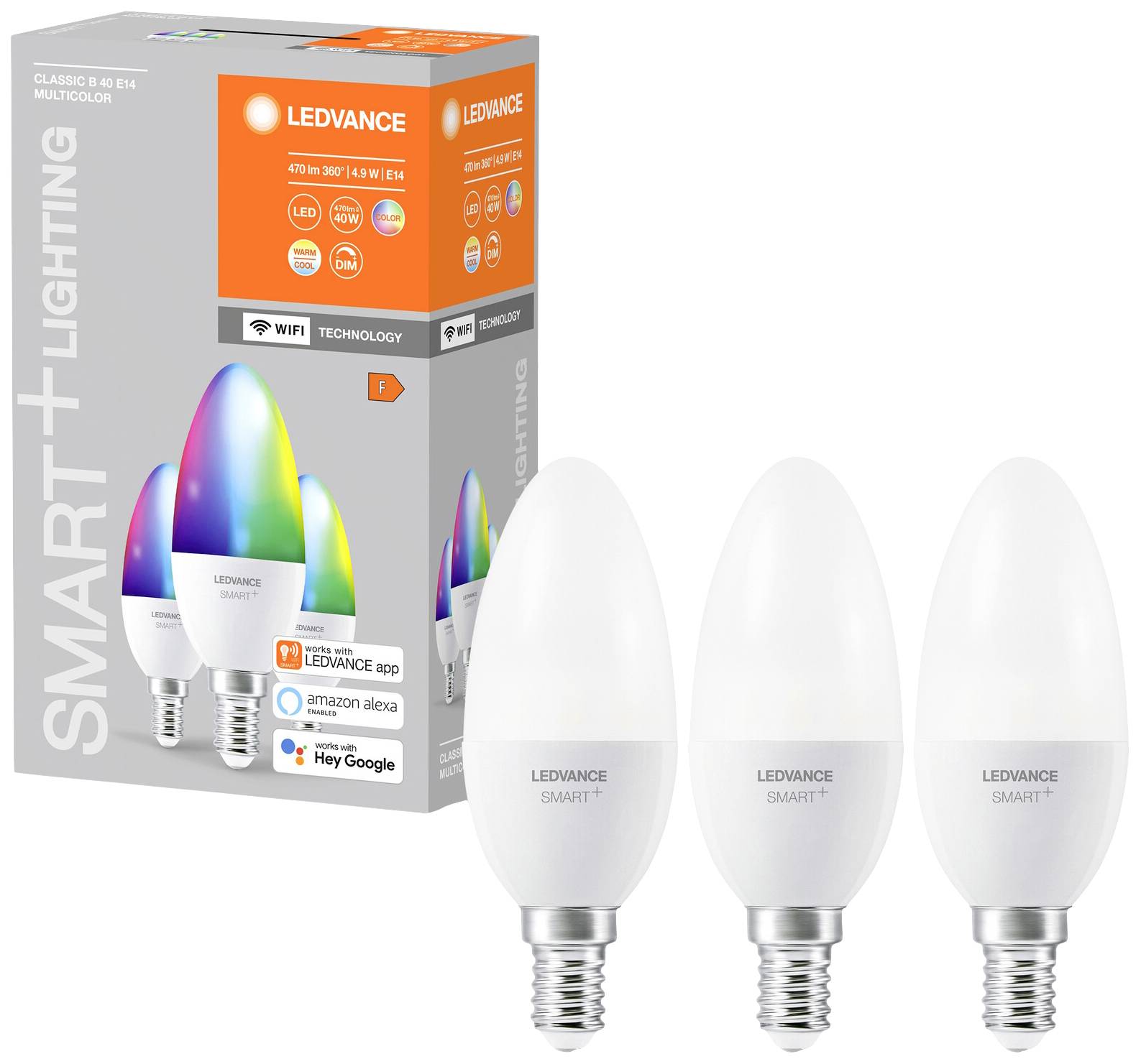 LEDVANCE SMART+ EEC: F (A - G) SMART+ WiFi Candle Multicolour 40 5 W/2700K E14 E14 RGBW-1