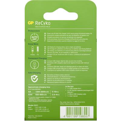 GP GPRCKCHE411557 Charger for cylindrical cells NiMH AAA , AA-5