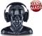 Black bust of a person wearing headphones. A red circle in the top right corner reads 'HAND MADE'.