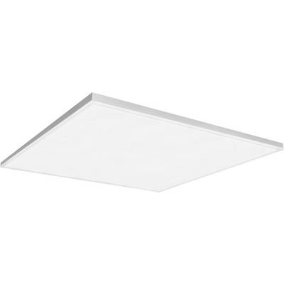 A square LED ceiling light with a white frame and diffused surface, providing uniform illumination.