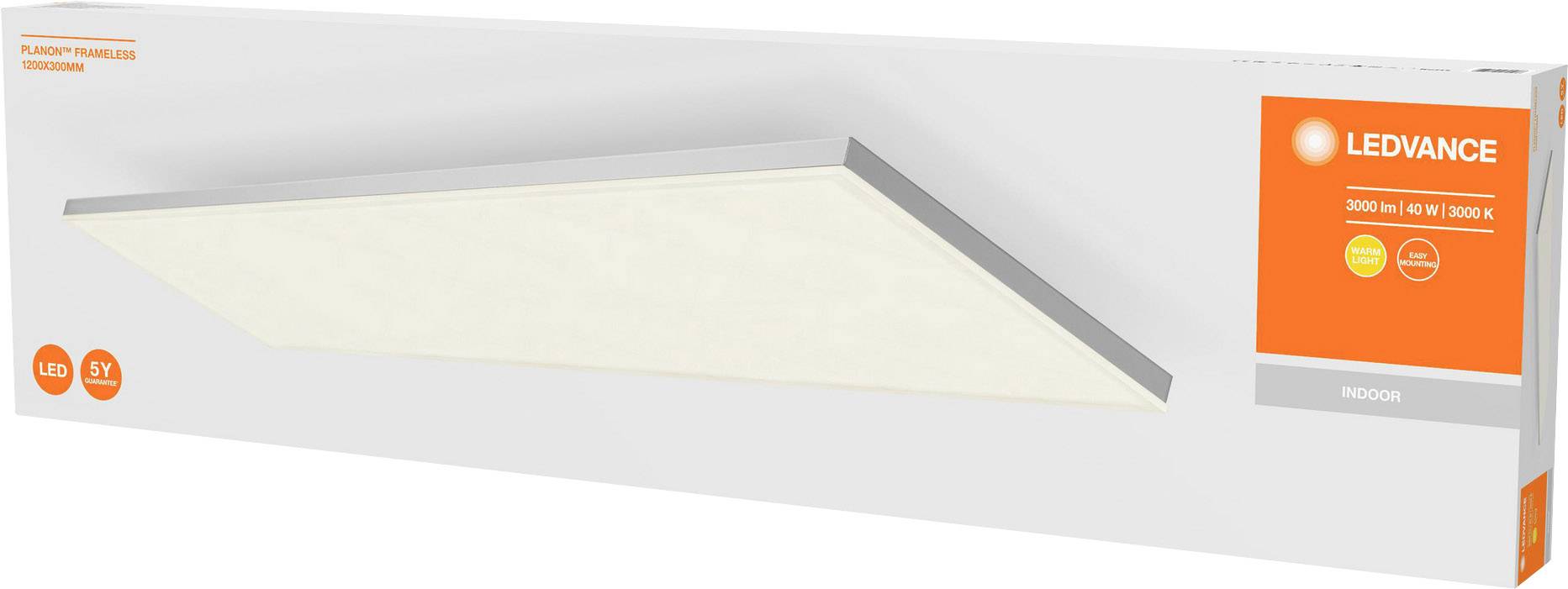 Flat LED ceiling light in a rectangular package by Ledvance, suitable for indoor spaces. Contains 1000 lumens, 4000 K, 10 W.