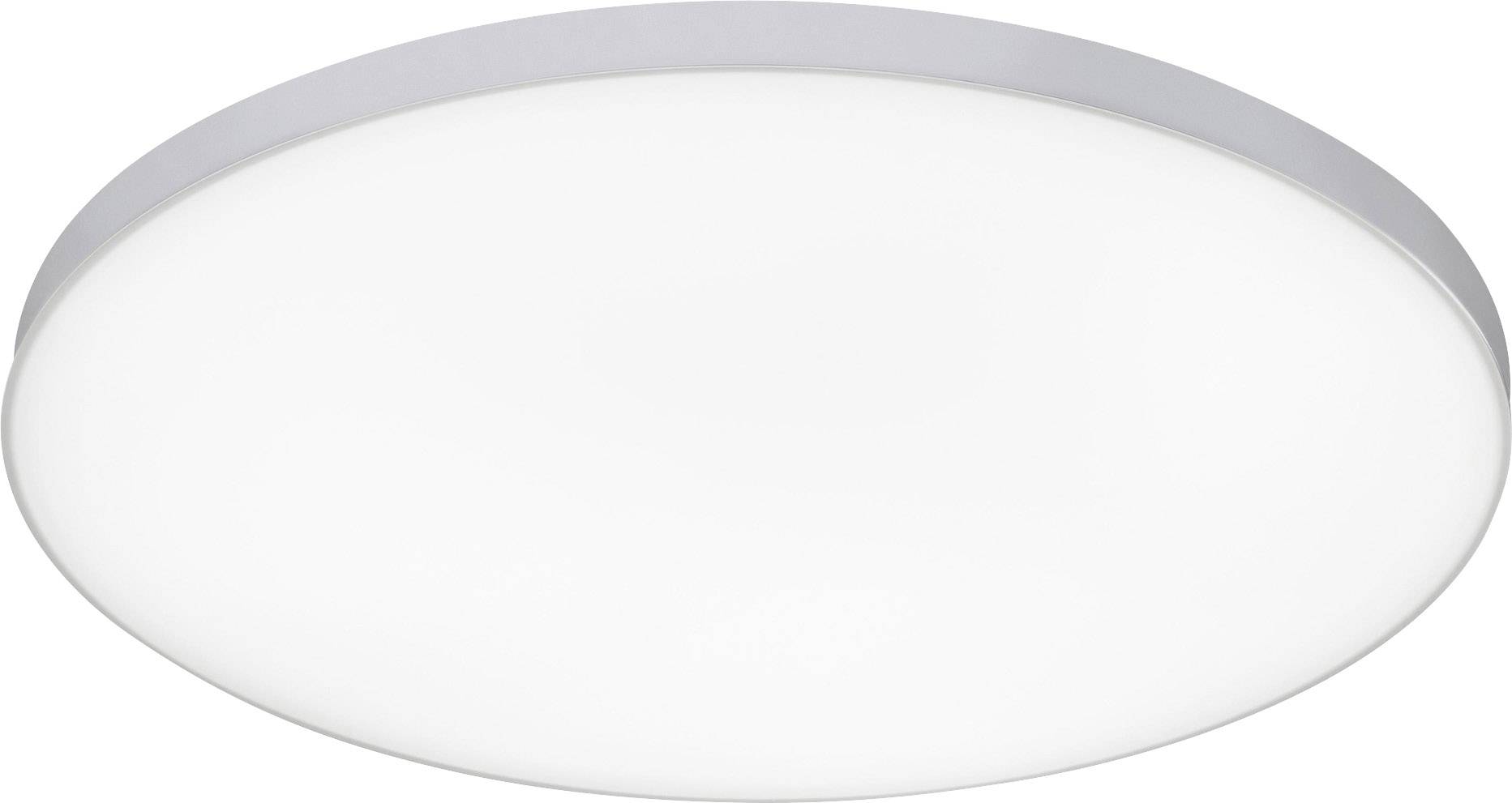 A round, flat LED ceiling light with a white shade for uniform room illumination.