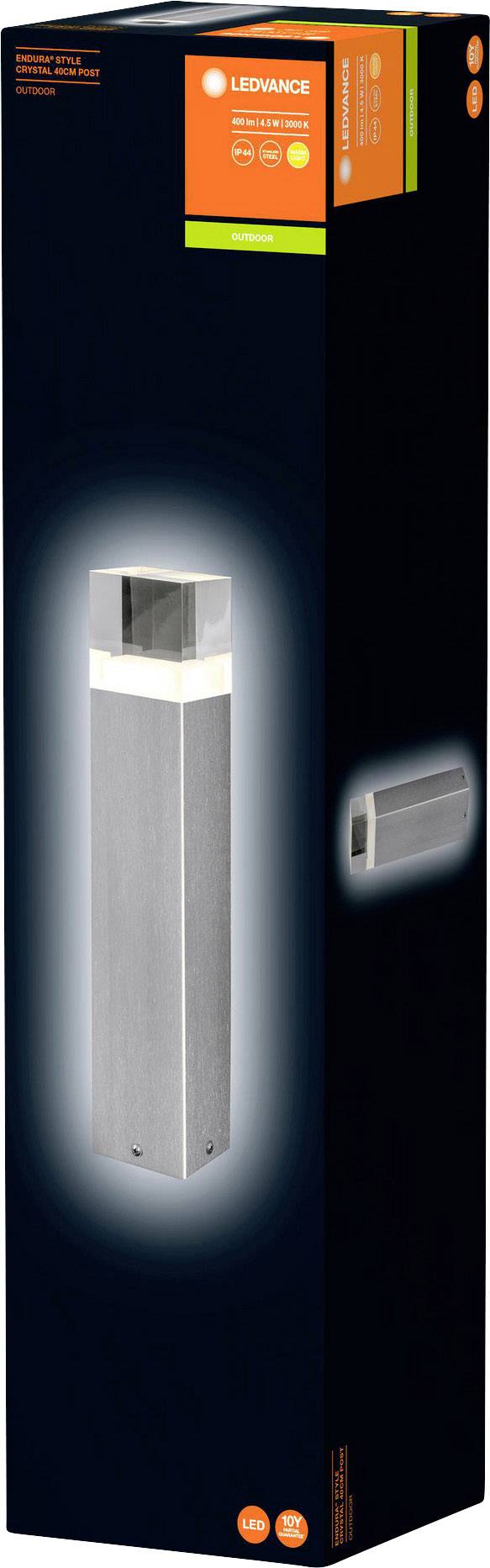 'LEDVANCE' Outdoor Lighting in a rectangular package. Modern, silver design. Suitable for exterior use, energy-efficient.