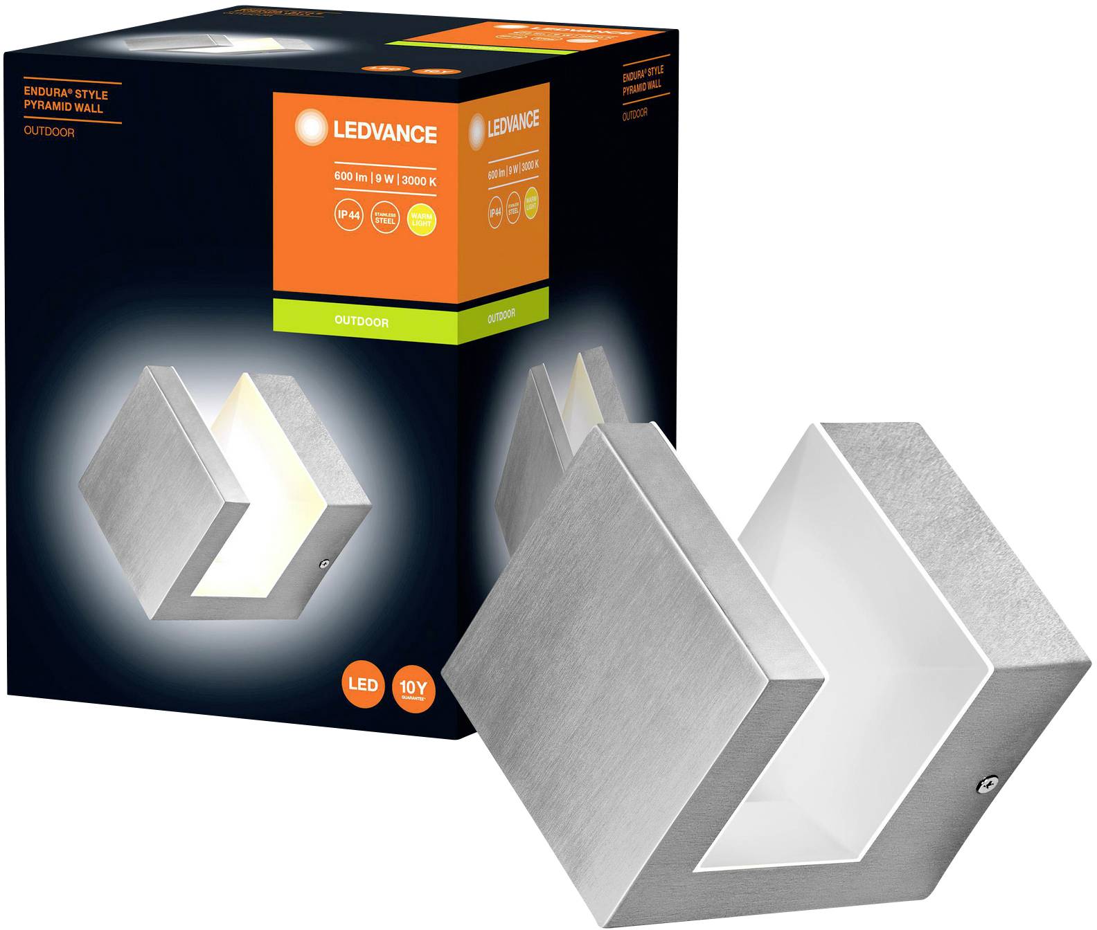 LEDVANCE Endura Style Pyramid 4058075477896 LED outdoor wall light LED (monochrome) 9.00 W Stainless steel-3