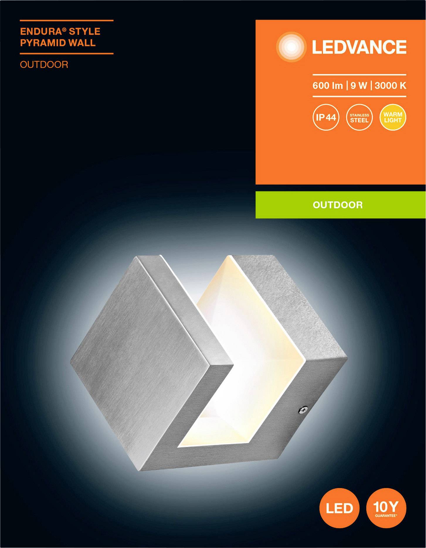 LEDVANCE Endura Style Pyramid 4058075477896 LED outdoor wall light LED (monochrome) 9.00 W Stainless steel-7