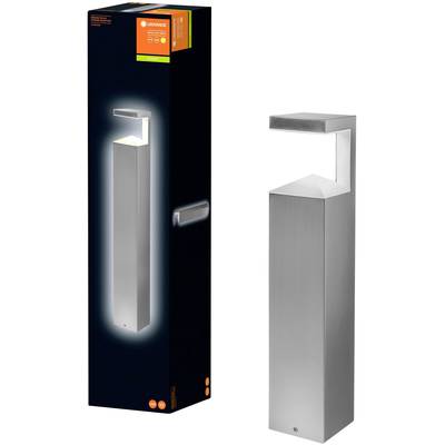 A modern, rectangular LED outdoor light with packaging. The light features a simple, elegant design made of brushed metal.