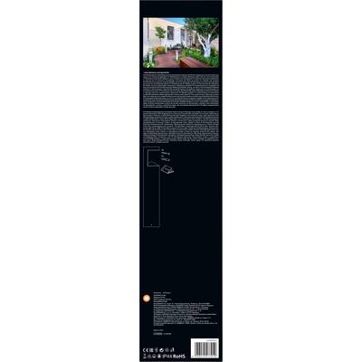 A white house with a wooden walkway leads to a door. To the right stands a large tree. The sky is blue and clear.