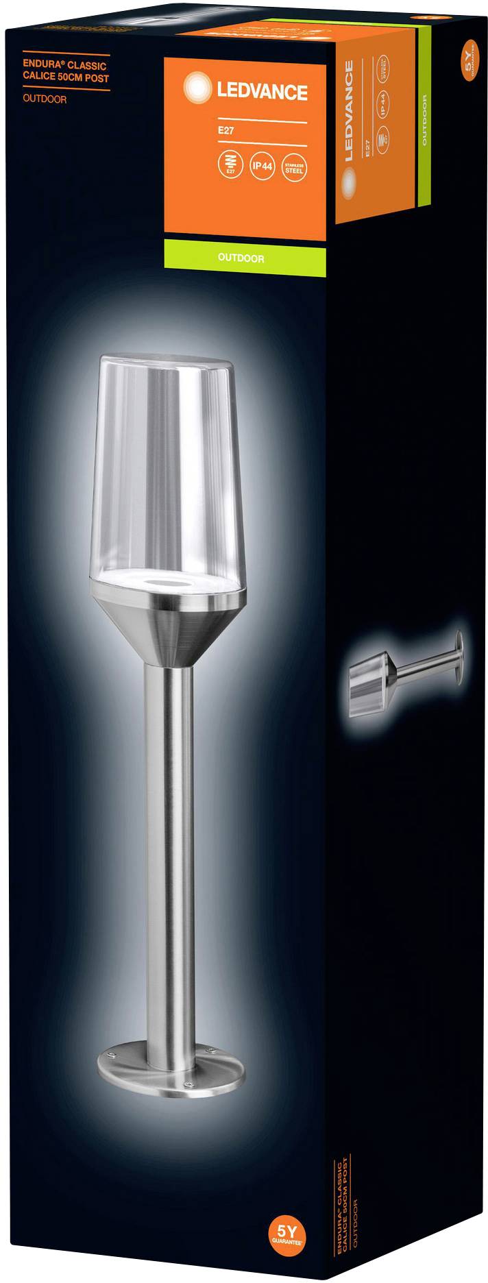 LEDVANCE 4058075477995 Endurac Classic Calice 50 Outdoor free standing light LED (monochrome) E-27 Stainless steel, Tran-1