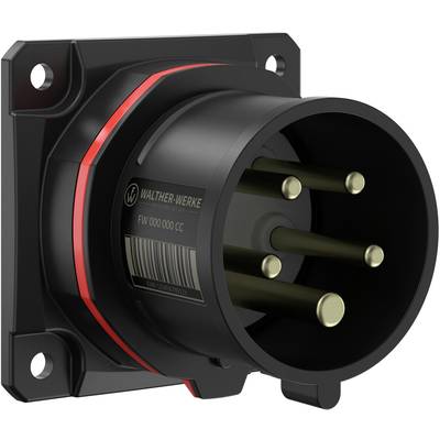A black industrial connector with gold-plated pins and a red accent, suitable for high-performance sockets.