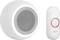 White wireless doorbell receiver with speaker and red bell button, ideal for cordless use in residential homes.