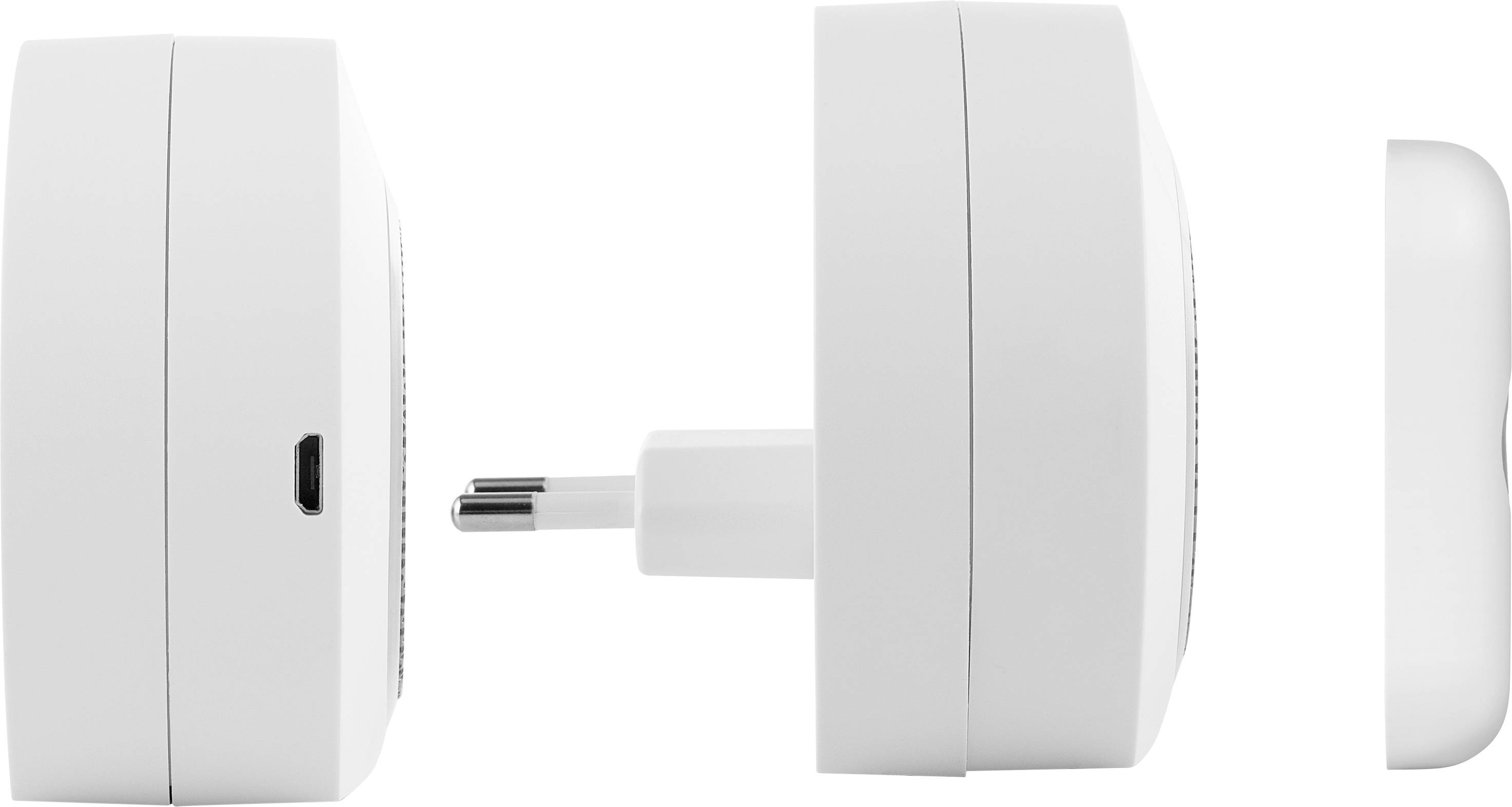 White, round socket with removable side parts, shown from the side and front.