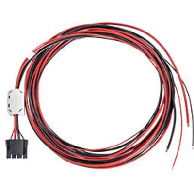 A long red and black cable with a plastic plug on one side. Four bare wire ends are visible.
