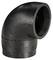Black plastic pipe with 90-degree bend, suitable for plumbing or heating installation.