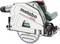 Metabo plunge saw with precise design and ergonomic handle, suitable for wood cutting.