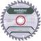 Close-up of a Metabo precision saw blade for wood, diameter 165 mm, 36 teeth, maximum 10,000 rpm.