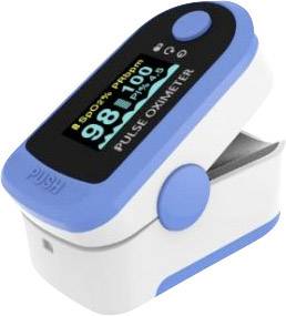 A pulse oximeter shows an oxygen saturation of 98% and a heart rate of 104 bpm on the display.