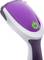 Hand steam cleaner with a lilac and grey casing. A green light indicates operational readiness.