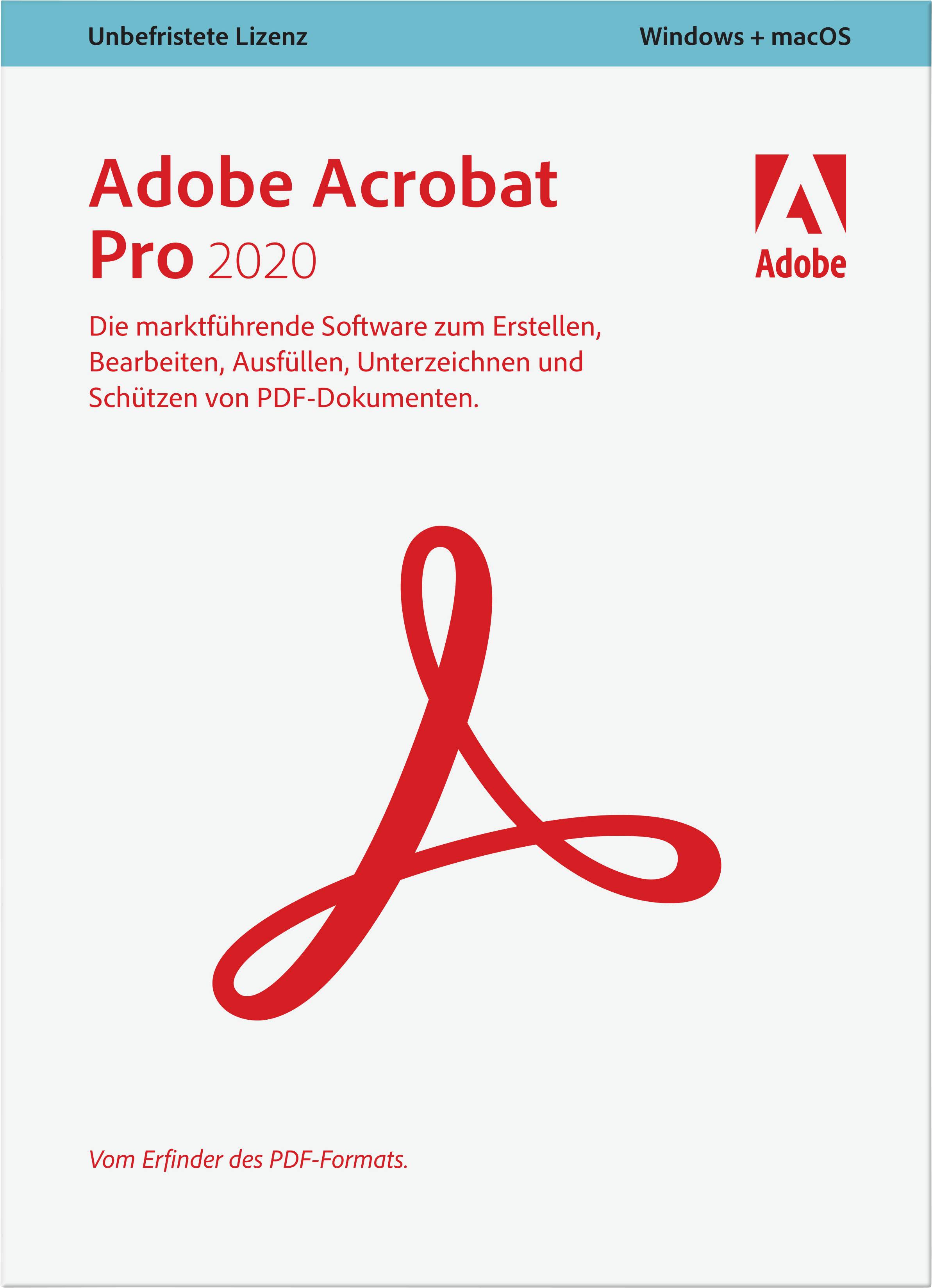 Adobe Acrobat Pro 2020 Full version, 1 licence Windows, Mac OS PDF