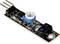 Infrared Photointerrupter Module with Blue Potentiometer Control, Three Pins and Black-White Circuit Board for Obstacle Detection.