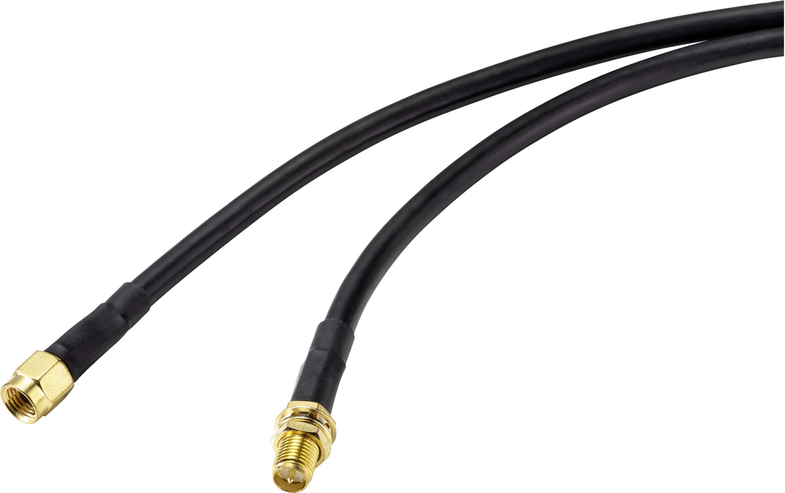 SpeaKa Professional Antennas Cable extension [1x RP-SMA plug - 1x RP-SMA socket] 5.00 m Black