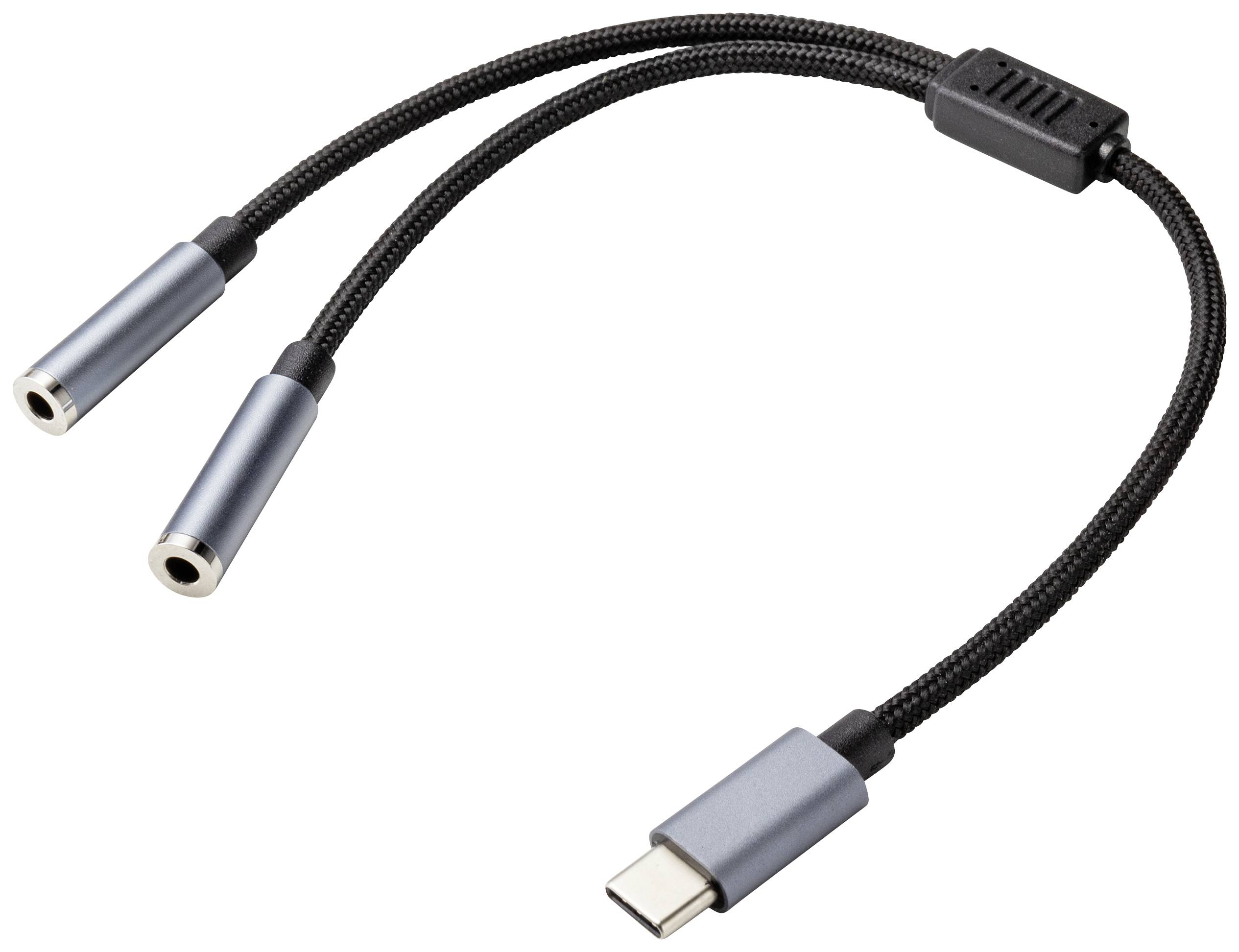 foretage Ulempe Hick Renkforce Audio/phono Adapter cable [1x USB 2.0 connector C - 2x 3.5 mm  socket (Au-plated contact) ] RF-4613086 PVC coat | Conrad.com