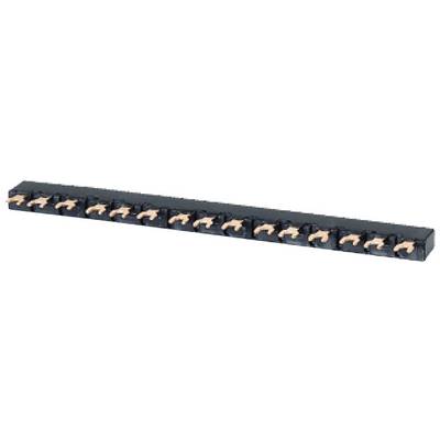 A black electric power strip with multiple copper terminals arranged parallel to each other.