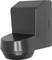 A black motion sensor with a rectangular housing, suitable for wall mounting. Primarily used for security purposes.