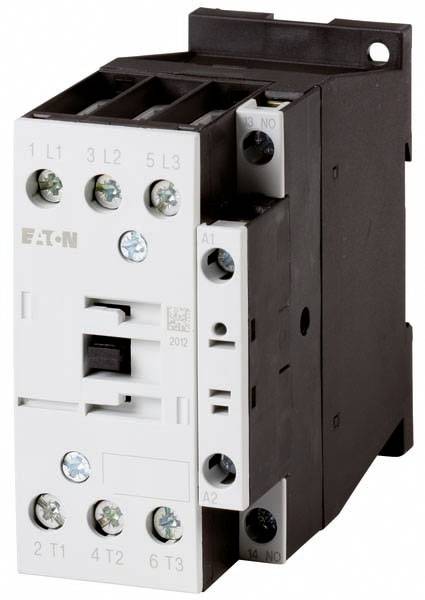 A contactor with multiple terminal connections, used for controlling electrical equipment in industrial applications.