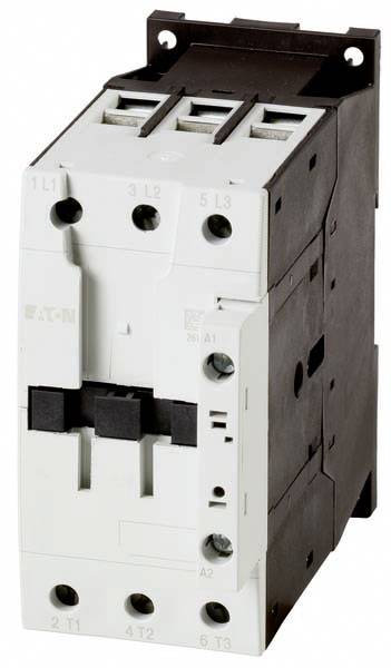 An electrical contactor, the device has multiple connection points at the top and bottom. It is used for controlling electrical circuits.