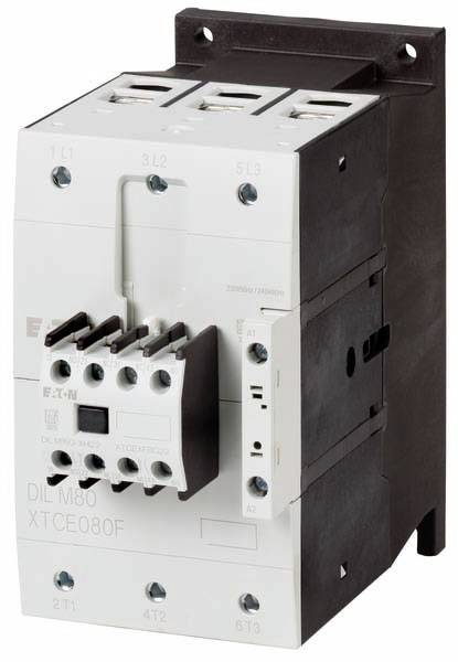 A protective device with multiple connections and labels, used for controlling electrical motors and equipment in industrial installations.