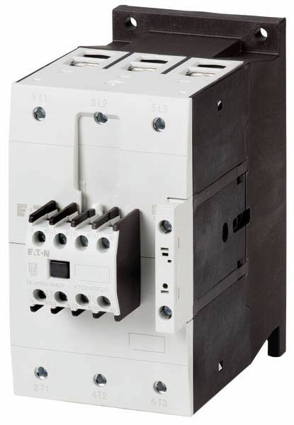 A three-pole electrical contactor in an enclosure, typically used for switching high electrical loads in industrial applications.