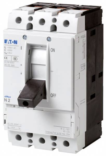 Circuit breaker with lever switch in the 'OFF' position and ON/OFF indicator. 'EATON' brand name visible.