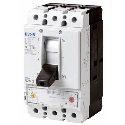 Circuit breaker with operating handle in 'ON' position, suitable for 690V AC. Brand: Eaton. Model: NZM2.