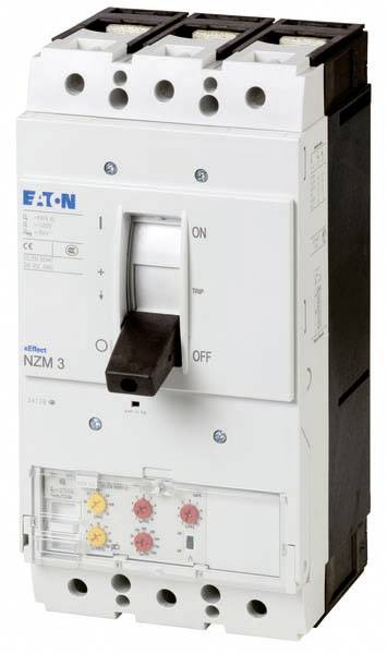 Eaton circuit breaker, model NZM 3, white. Contains switch with labels 'ON' and 'OFF'.
