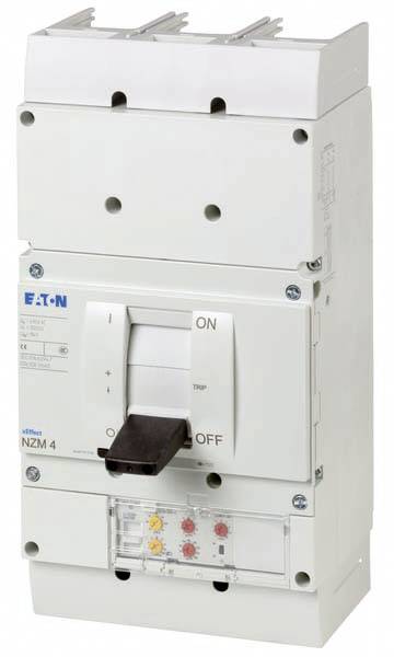 An Eaton circuit breaker, model NZM. Contains switches for control with 'ON' and 'OFF' positions. Device control panel visible.