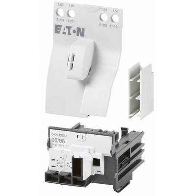 'White electrical switch with Eaton logo, multiple contact terminals underneath, suitable for industrial applications.'