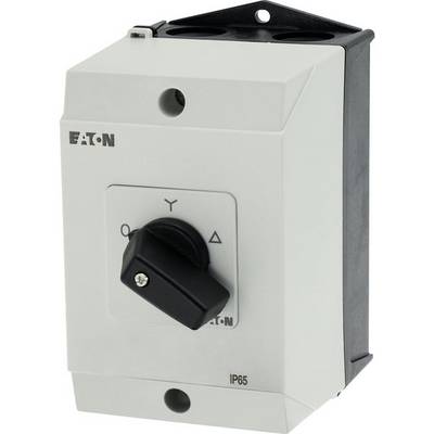 Eaton electrical switchbox with a black rotary switch, featuring 'O' and 'I' markings, IP65 certified.