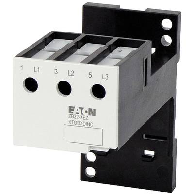 A black and white electrical terminal module with three connections, marked as L1, L2, L3, mounted on a mounting bracket.