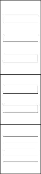 Diagram with three sections: four horizontal rectangles at the top, two in the middle, and five lines at the bottom.