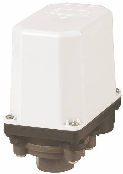 'Electric actuator with rectangular white housing on black base, suitable for industrial applications.'