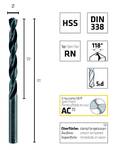 Alpen 0060100570100 HSS Twist drill bit 5.7 mm Total length 93 mm DIN 338 10 pc(s)