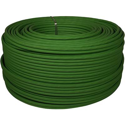 Green cable reel in circular form, suitable for electrical installations or extensions.