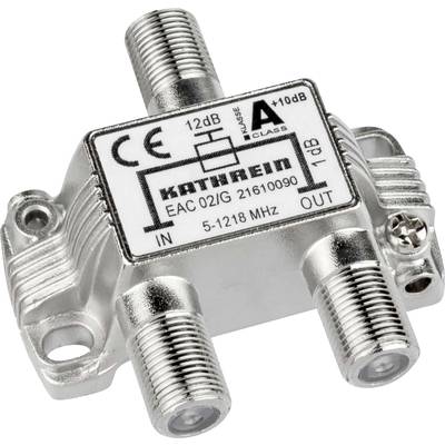 'Cable amplifier with two inputs and two outputs, amplifies signals by 12 dB. Frequency range: 5-1218 MHz.'