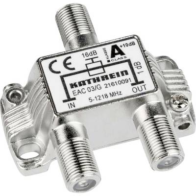 Three-way splitter with 'KATHREIN' label, gain 16 dB, Class A, suitable for 5-1218 MHz.
