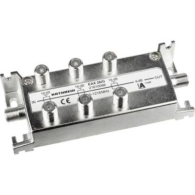 Six-way splitter by Kathrein, model EAX 26/G, with input and output connections. Frequency range: 5-1218 MHz.