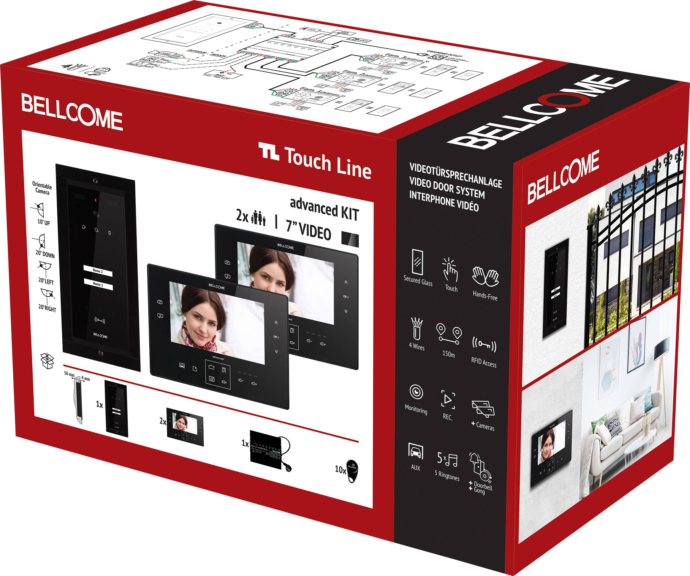 Image of Bellcome Advanced 7 Video-Kit 2 Familie Video door intercom Corded Complete kit 14-piece Black