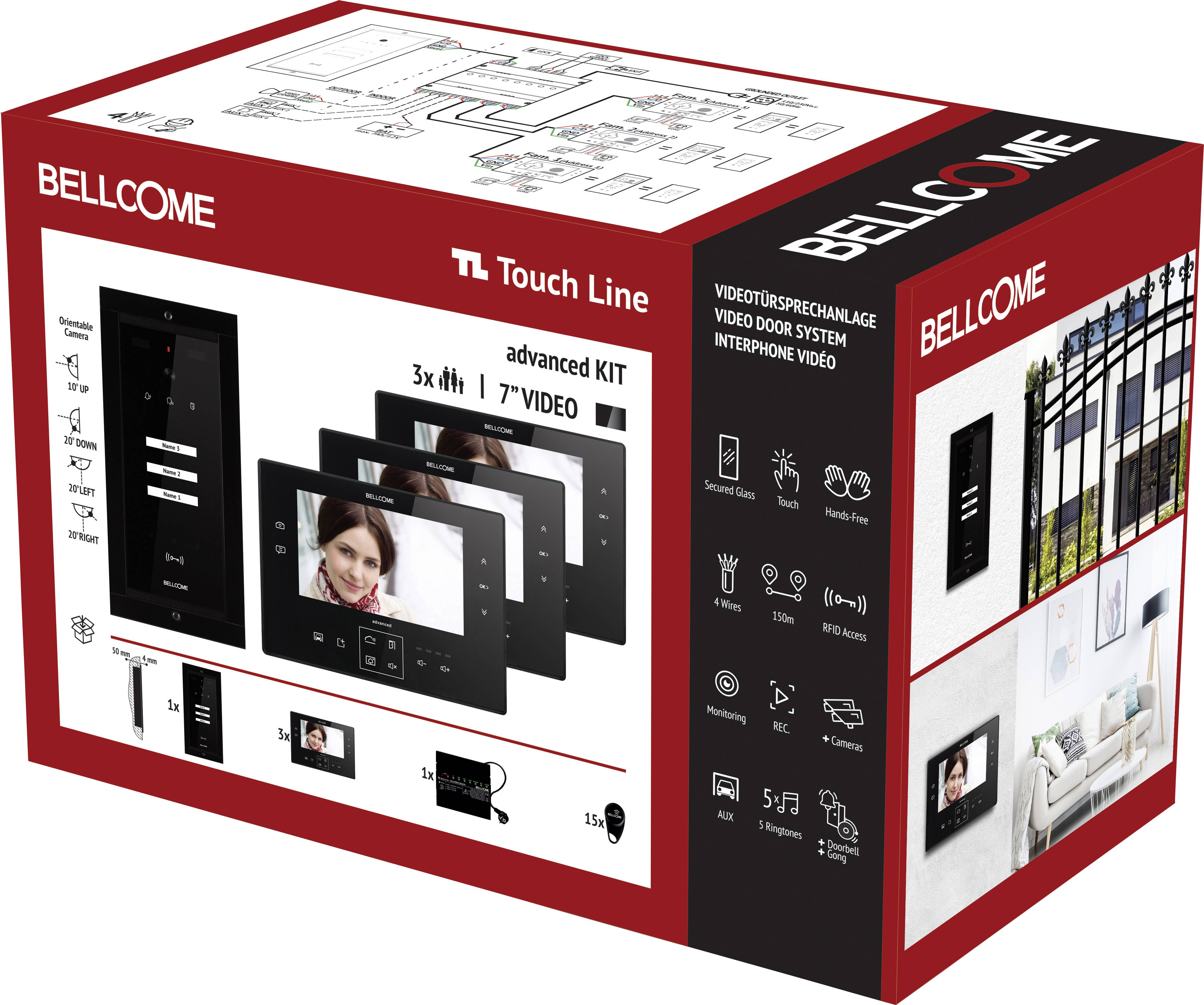 Image of Bellcome Advanced 7 Video-Kit 3 Familie Video door intercom Corded Complete kit 20-piece Black