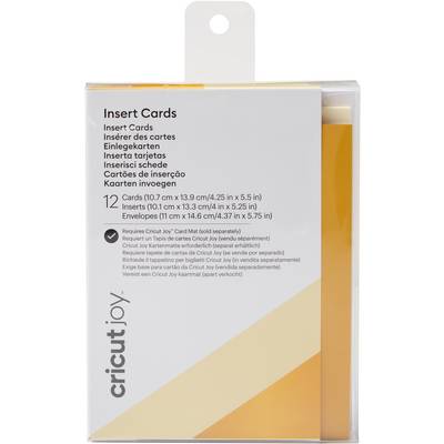 'Insert Cards' by Cricut Joy, pack of 12 cards (10.7 cm x 13.9 cm) and envelopes (11 cm x 14.6 cm). Replacement mat sold separately.