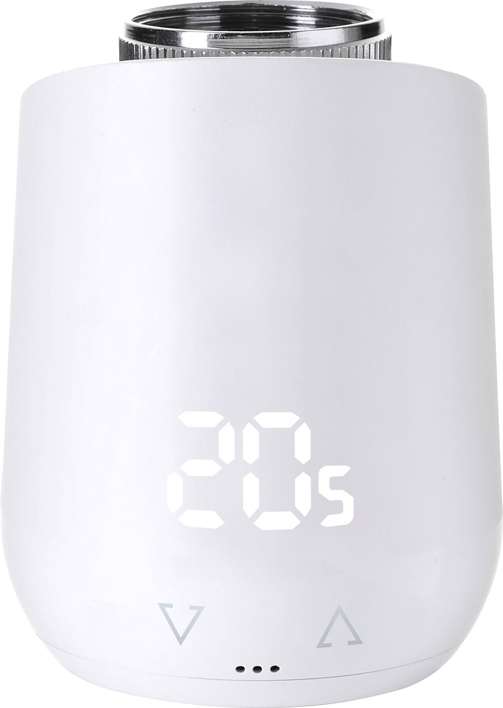 A white device with a digital display shows '20s'. Two control buttons and small status lights are visible at the bottom.